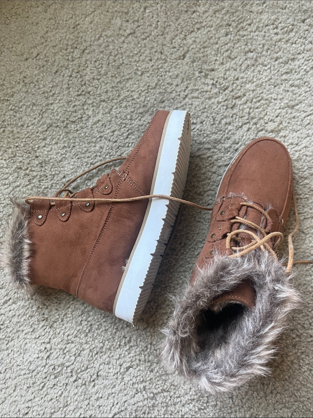 justfab reegan faux fur lace up boot - Picture 5 of 11